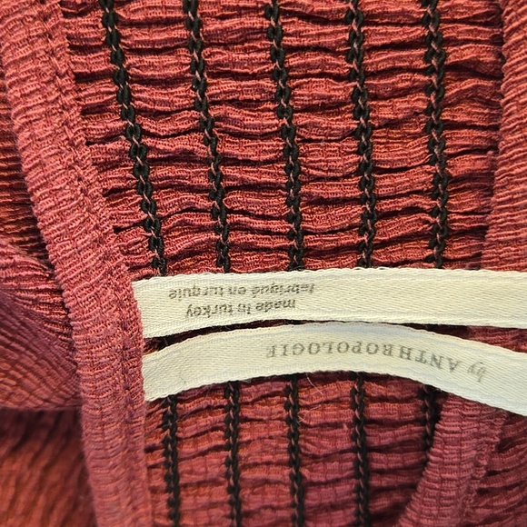 Anthropologie Muted Rose Pink Smocked Puff Sleeve Top - Picture 6 of 8